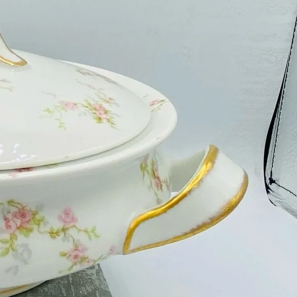 Antique Theodore Haviland Limoges France Porcelain Lidded Serving Tureen Bowl - Picture 8 of 9